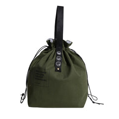 Canvas Lunch Bag Drawstring Insulated Cold Storage Camping Student Office
