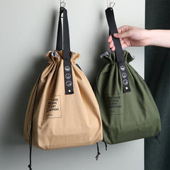 Canvas Lunch Bag Drawstring Insulated Cold Storage Camping Student Office