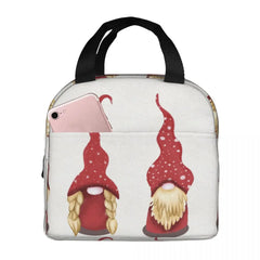 Christmas Gnomes Insulated Lunch Bag Tote Cooler Bento Pouch