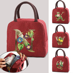 Golden Flower Lunch Bag Cooler Tote Insulated Box for Women Kids Travel