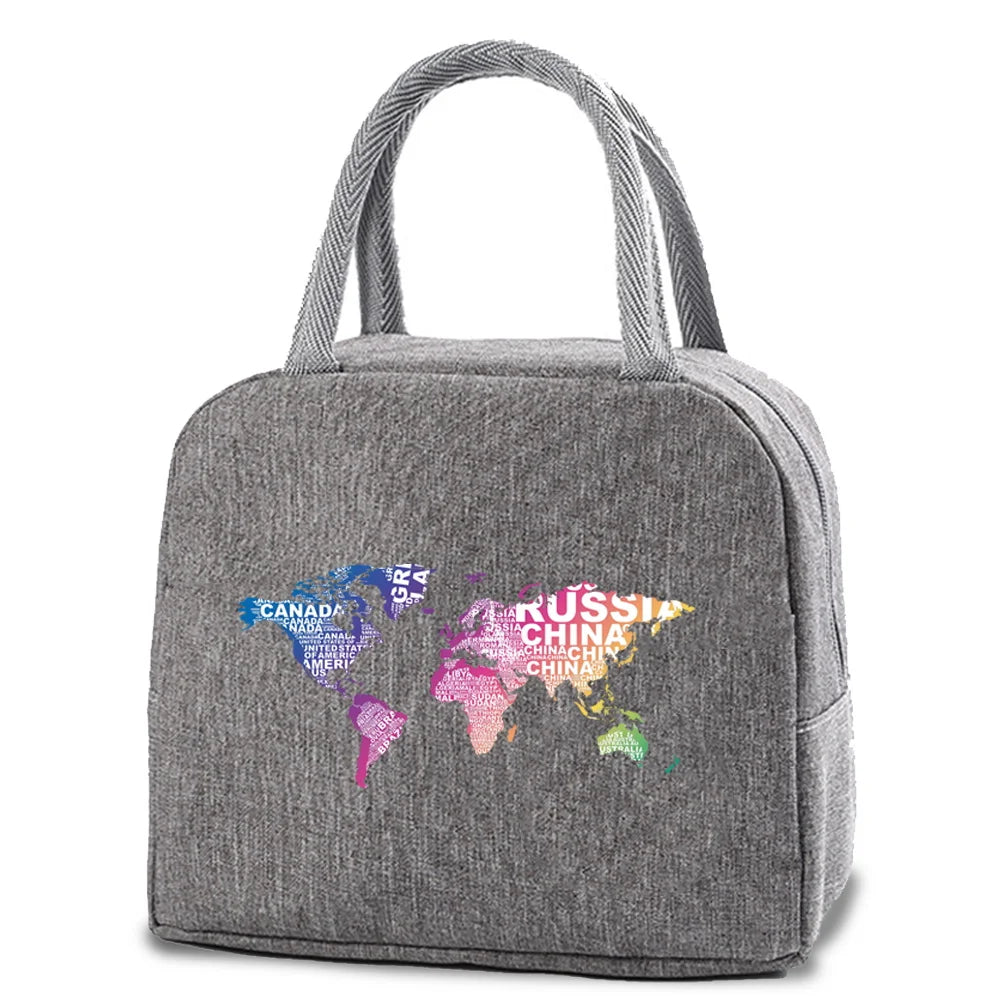 Insulated Lunch Bag Food Cooler Bags for Women - Travel Print Handbag
