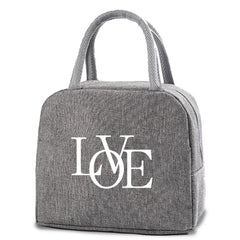 Insulated Lunch Bag for Women Kids Food Cooler Box Tote Pack Text Print Handbag