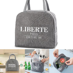 Insulated Lunch Bag for Women Kids Food Cooler Box Tote Pack Text Print Handbag