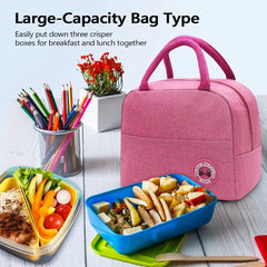 Food Print Canvas Lunch Bag Insulated Cooler Tote Portable Organizer