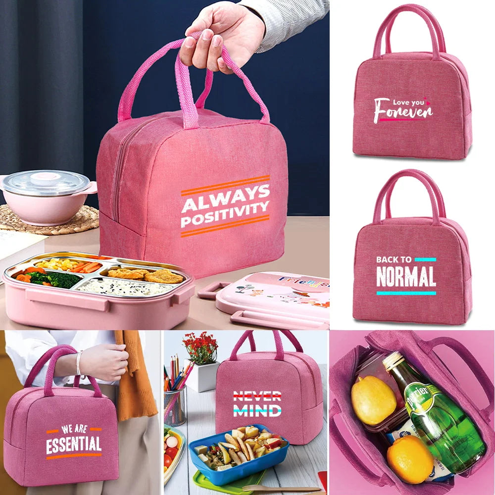 Insulated Lunch Bag Organizer Children Women Picnic Portable Canvas Handbag
