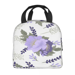Purple Flower Thermal Insulated Lunch Bag Tote Cooler