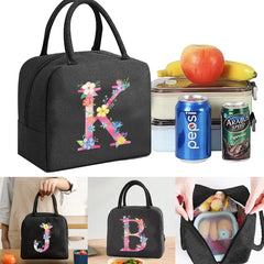 Pink Letter Print Insulated Lunch Bag Kids Food Thermal Tote