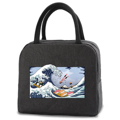 Wave Print Lunch Bag Insulated Cooler Box Portable Handbag