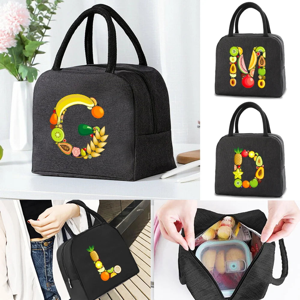 Insulated Cooler Canvas Lunch Bag for Women Portable Kids Thermal Handbag