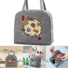 Japan Print Canvas Lunch Bag Insulated Cooler Women Kids Thermal Organizer