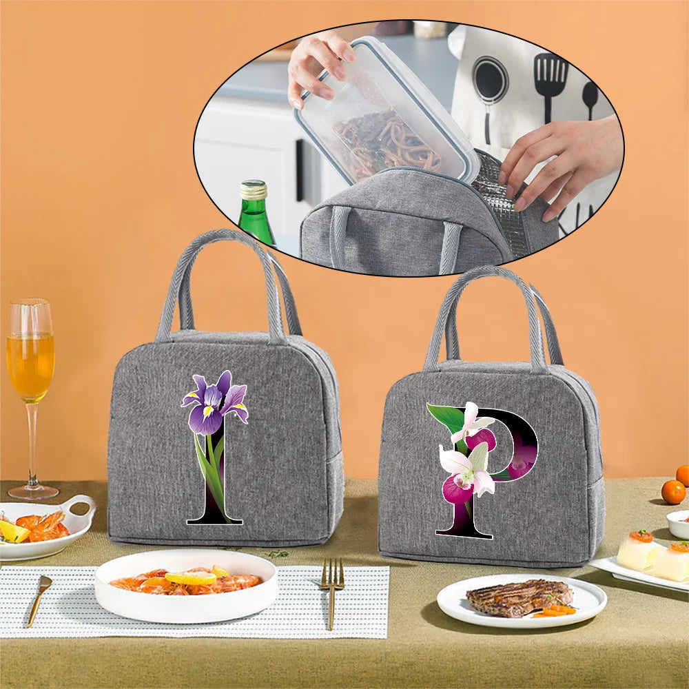 Flower Print Insulated Lunch Box Cooler Bag for Women Picnic Organizer