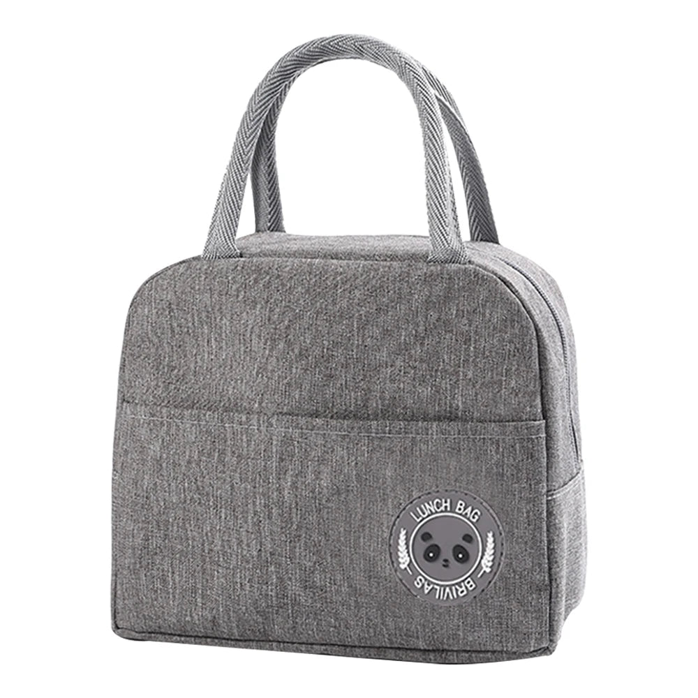 Canvas Insulated Lunch Bag Handbag Kids Thermal Lunch Box Pouch
