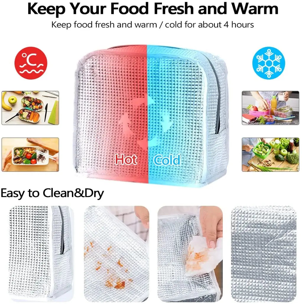 Insulated Lunch Cooler Bag Mushroom Print Zipper Handbag