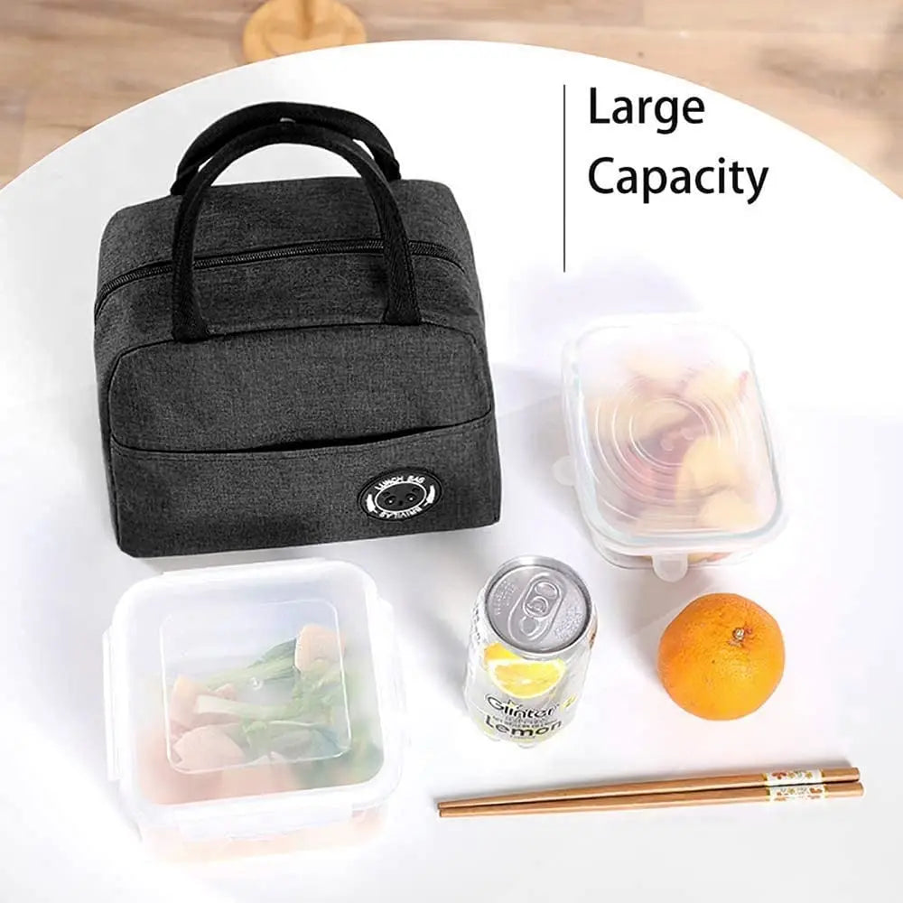 Insulated Lunch Cooler Bag Mushroom Print Zipper Handbag