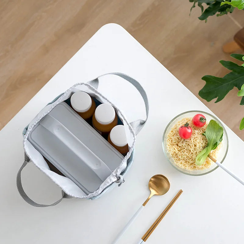 Lunch Food Bags Cotton Linen Waterproof Durable Functional Insulation Handbag