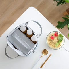 Lunch Food Bags Cotton Linen Waterproof Durable Functional Insulation Handbag