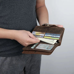 Crazy Horse Leather Wallet Men's Long Clutch Bag 8032R