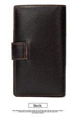 Men's Long Wallet Cow Leather Trifold Clutch Business Purse
