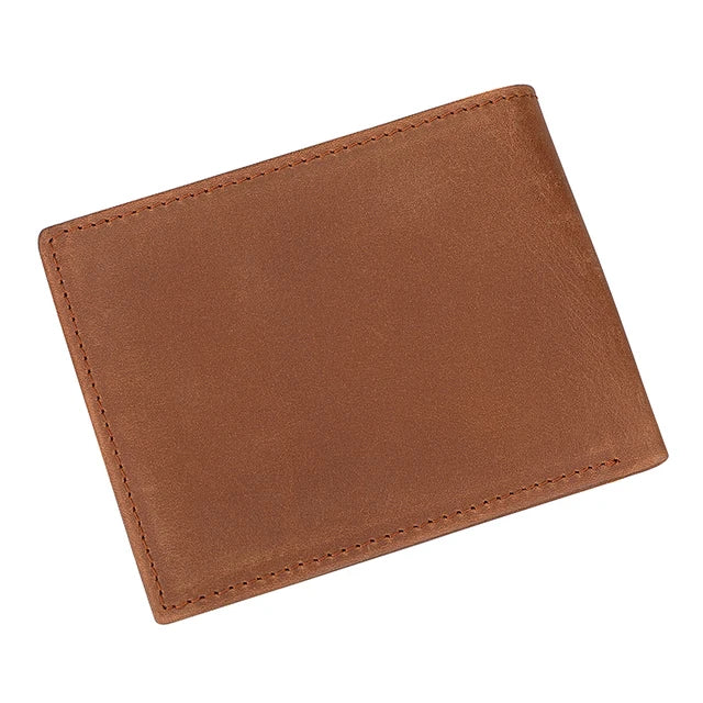 Men's Slim Leather Trifold Wallet RFID Vintage Style R-8029SR