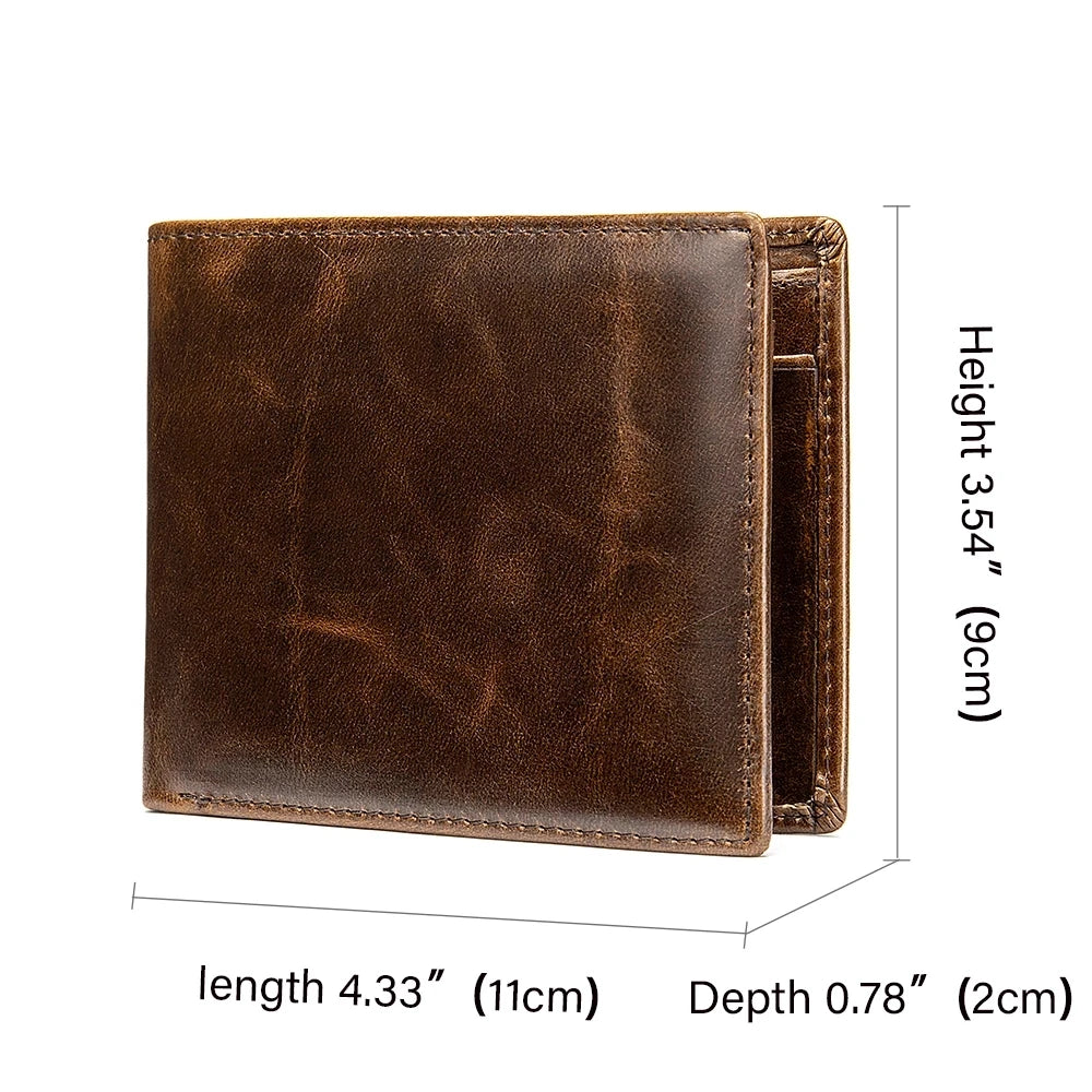 Vintage Men Wallet Leather Short Purse Slim Bifold Carteira Pocket Classic