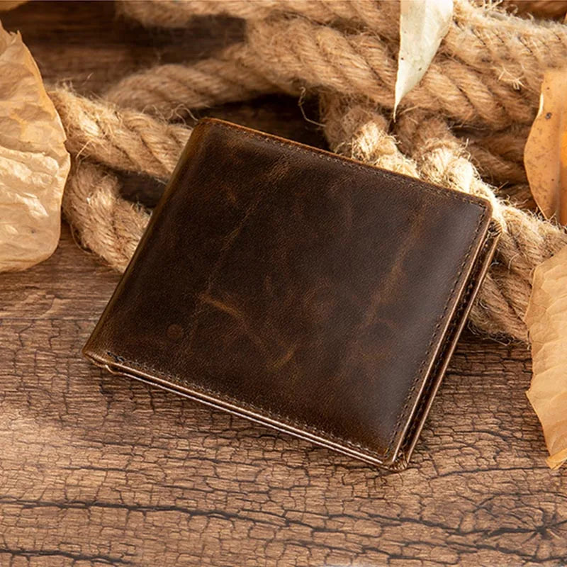 Vintage Men Wallet Leather Short Purse Slim Bifold Carteira Pocket Classic