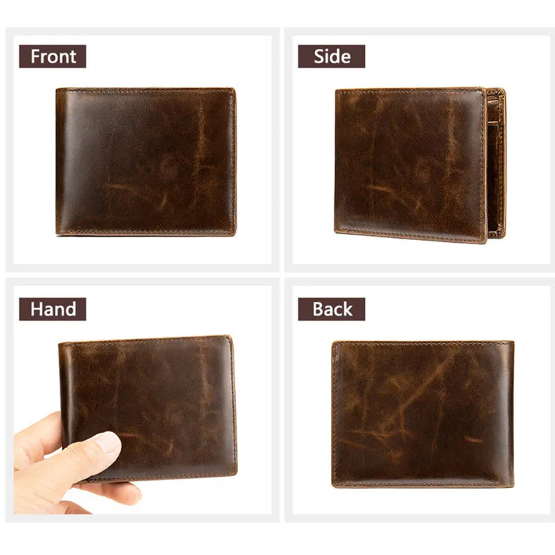 Vintage Men Wallet Leather Short Purse Slim Bifold Carteira Pocket Classic