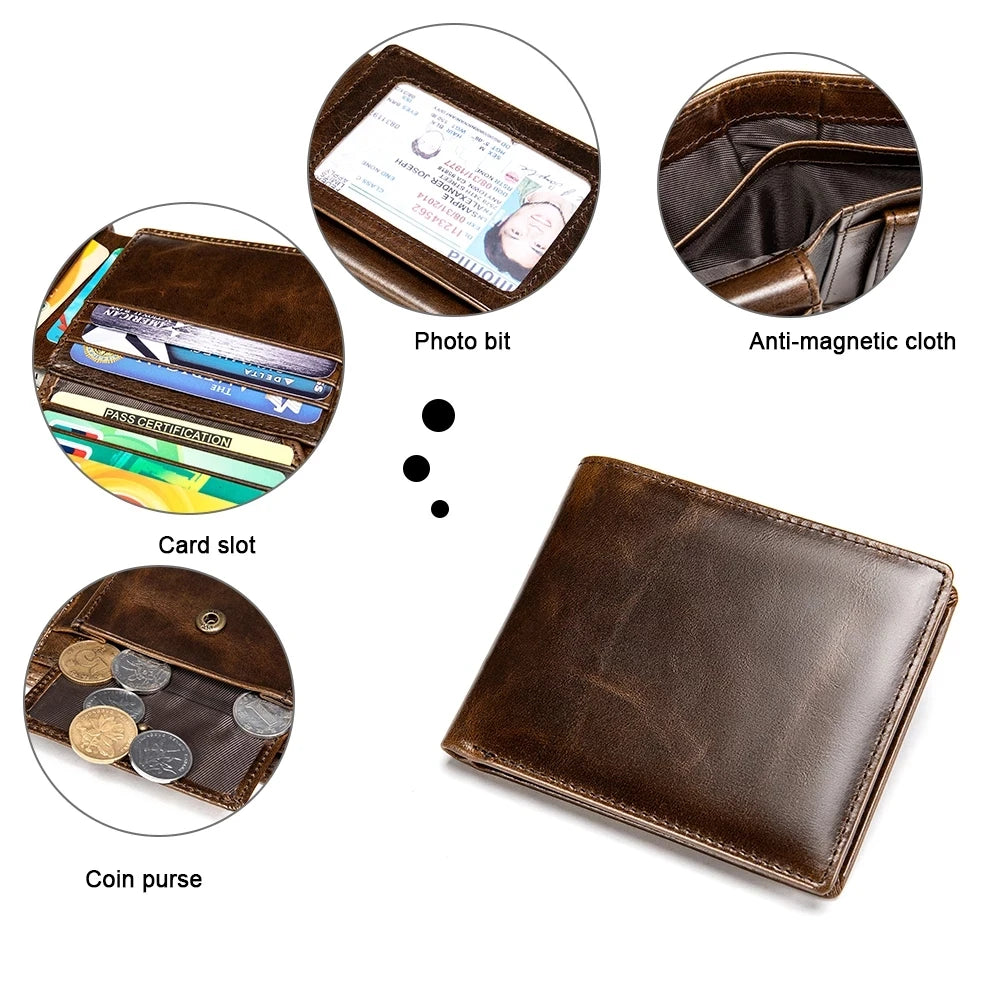 Vintage Men Wallet Leather Short Purse Slim Bifold Carteira Pocket Classic