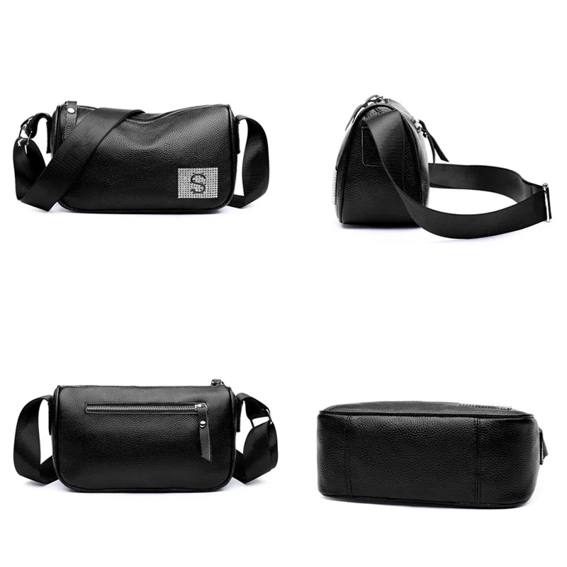 Leather Shoulder Bag Women Cowhide Crossbody Wallet Purse