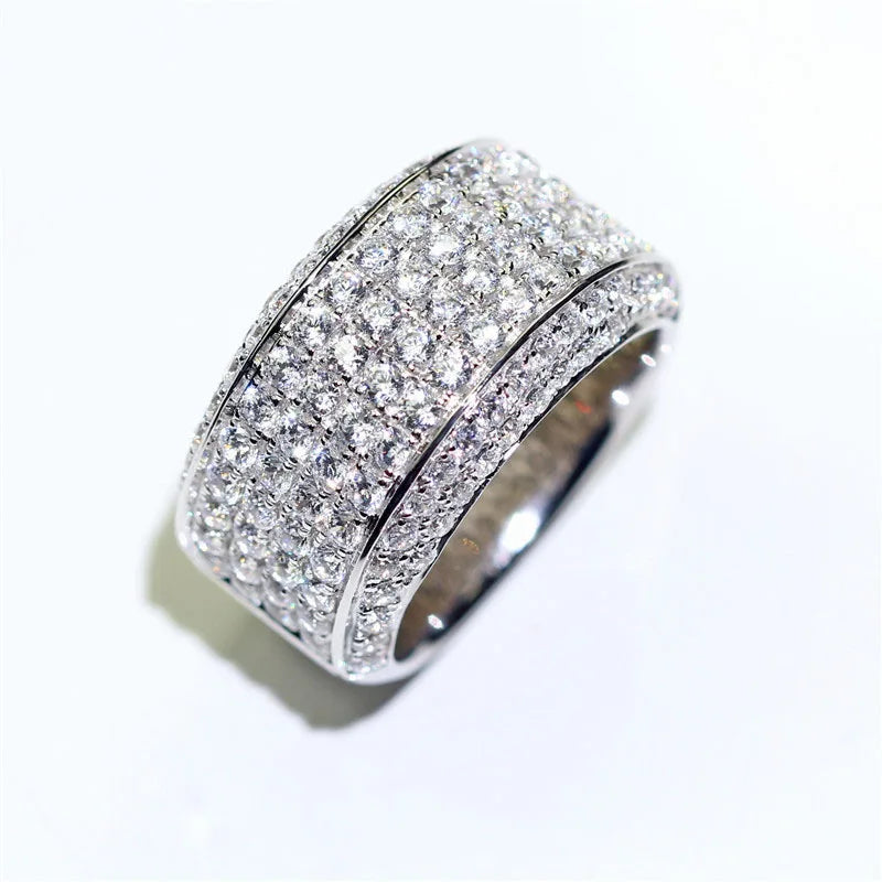 925 Silver Wedding Eternity Ring CZ Crystal Promise Engagement Band