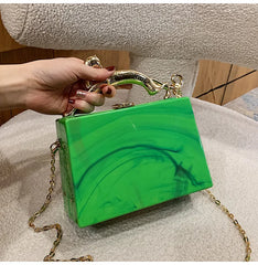 Metal Chain Crossbody Bag Acrylic Women Handbag