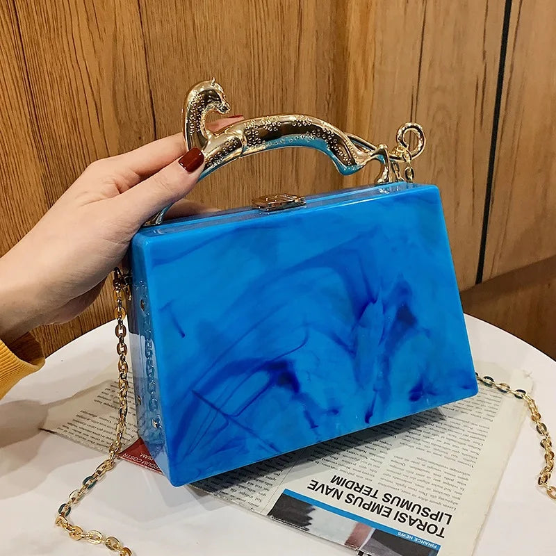 Metal Chain Crossbody Bag Acrylic Women Handbag