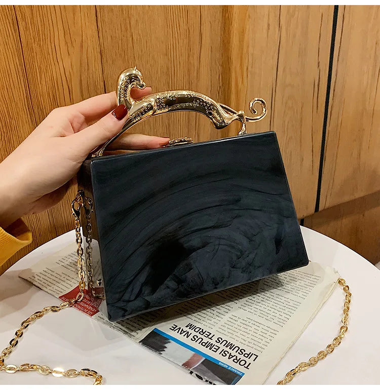 Metal Chain Crossbody Bag Acrylic Women Handbag