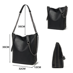 Rivet Leather Bucket Crossbody Chain Women's Shoulder Bag