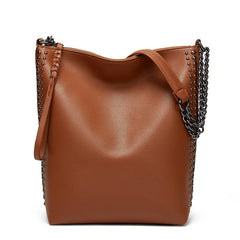 Rivet Leather Bucket Crossbody Chain Women's Shoulder Bag