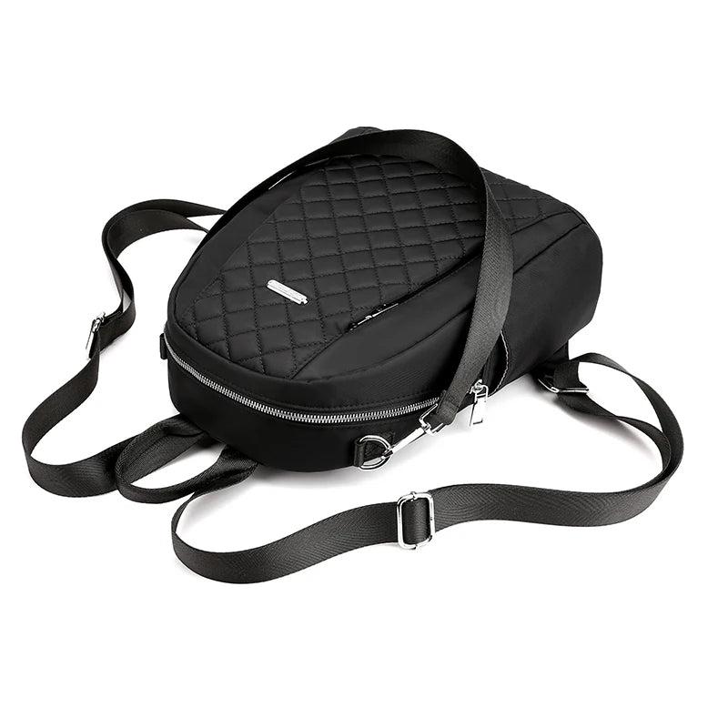 Nylon Backpack for Teen Girls Multi-pocket School Bag Plaid