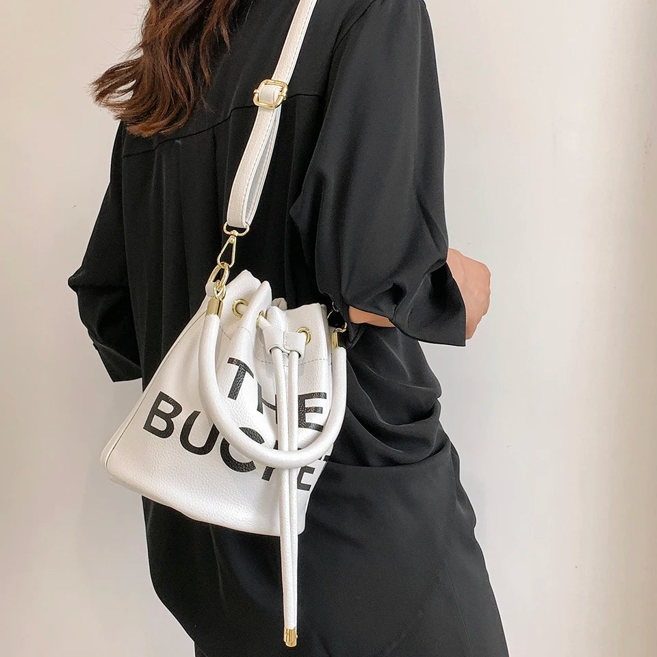 Soft Leather Crossbody Bag Women Messenger Bucket Handbag Purse