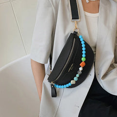 Beaded Chain Waist Bag Phone Pack Purse for Women Shoulder Chest Bags Fanny Pack