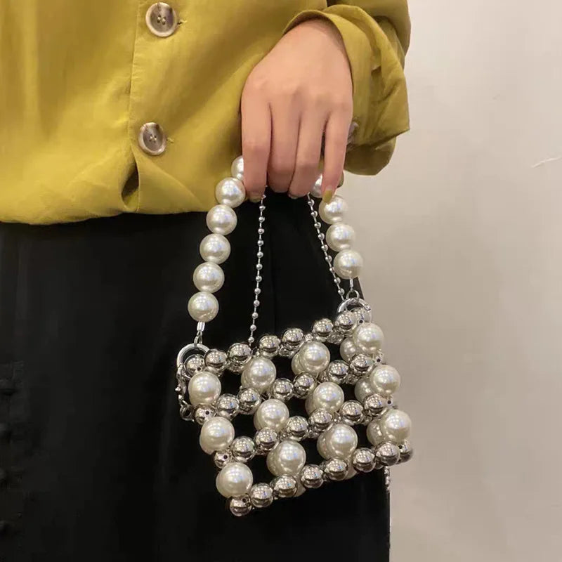 Hollow Beaded Shoulder Crossbody Bag Party Evening Purse Wedding Bag