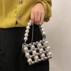 Hollow Beaded Shoulder Crossbody Bag Party Evening Purse Wedding Bag