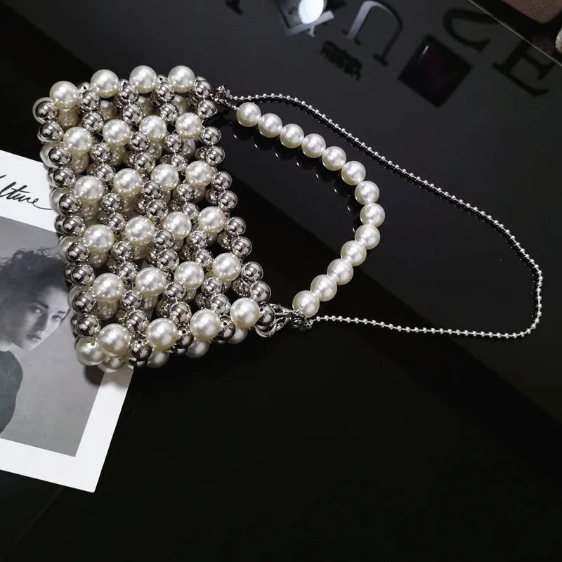 Hollow Beaded Shoulder Crossbody Bag Party Evening Purse Wedding Bag