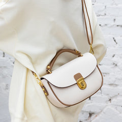 Beige Soft Leather Handbag Girl Lady Shoulder Messenger Bag