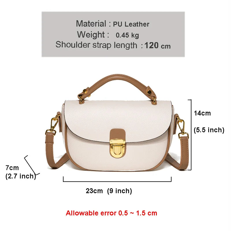 Beige Soft Leather Handbag Girl Lady Shoulder Messenger Bag