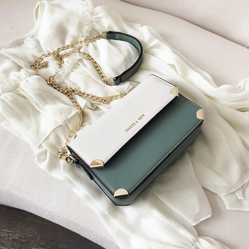 Panelled Hasp Small Square Bag Female Casual Shoulder Messenger Bags