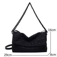 Canvas Chain Shoulder Bag Fold Women Handbag Green Tote Bag
