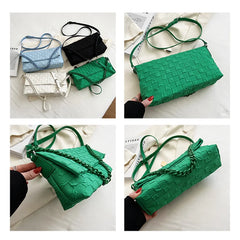 Canvas Chain Shoulder Bag Fold Women Handbag Green Tote Bag