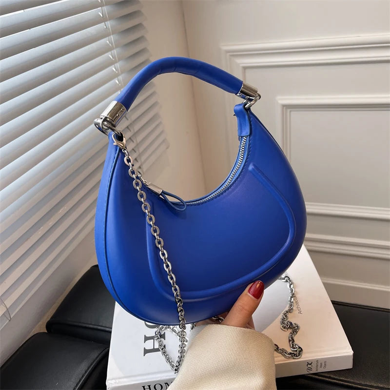 Half Moon Shoulder Crossbody Bags Women Handbags Purses Vintage Chain Messenger