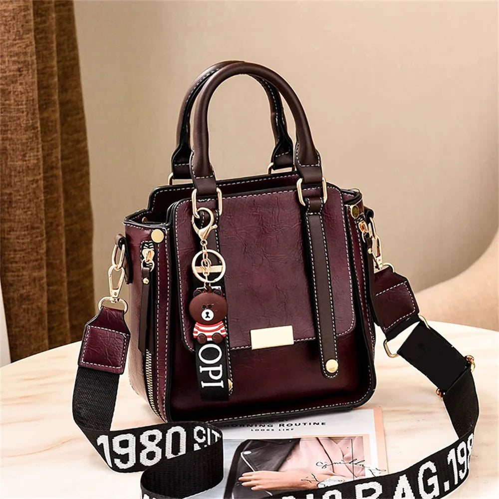 Crossbody Messenger Bag Women's PU Leather Tote Shoulder Handbag