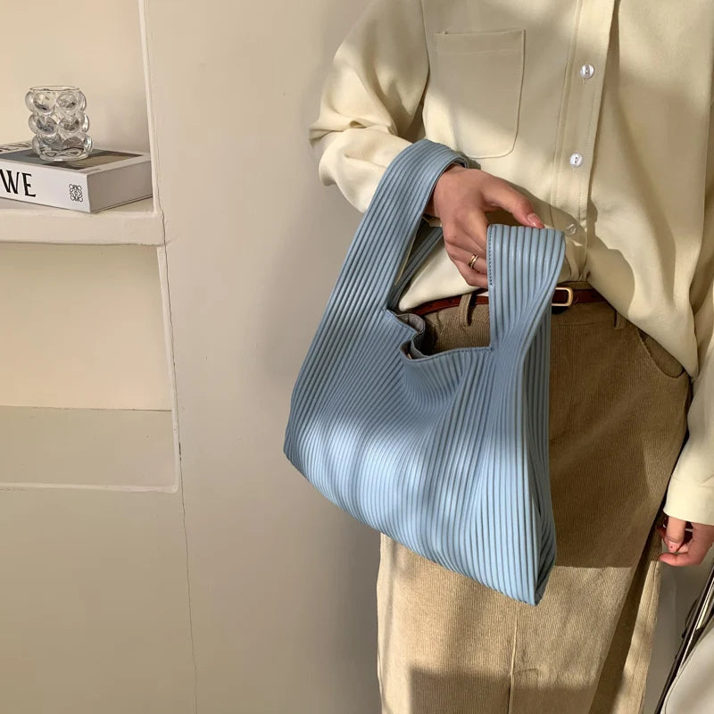 Small Hobos Tote Bag Spring Solid PU Leather Top Handle Bags Women