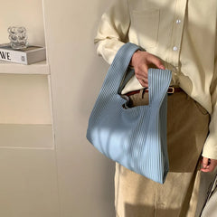 Small Hobos Tote Bag Spring Solid PU Leather Top Handle Bags Women