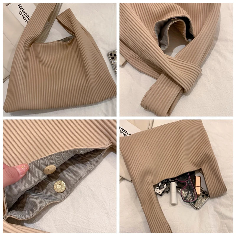 Small Hobos Tote Bag Spring Solid PU Leather Top Handle Bags Women